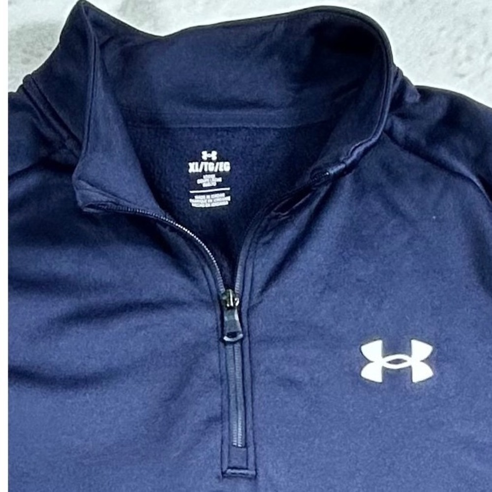 Under Armour Mens Navy Blue Fleece Quarter Zip Pullover Sweatshirt XL 1373400
